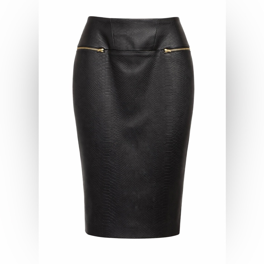 Pencil Skirt NEW by Aysha made in NYC  Sext Stretch Satin Python Pattern